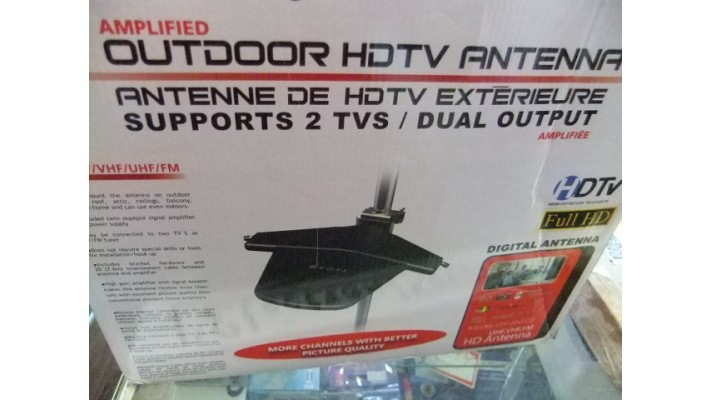 Antenne de télévision digitale HD AMX amplifiée 2 sorties . 